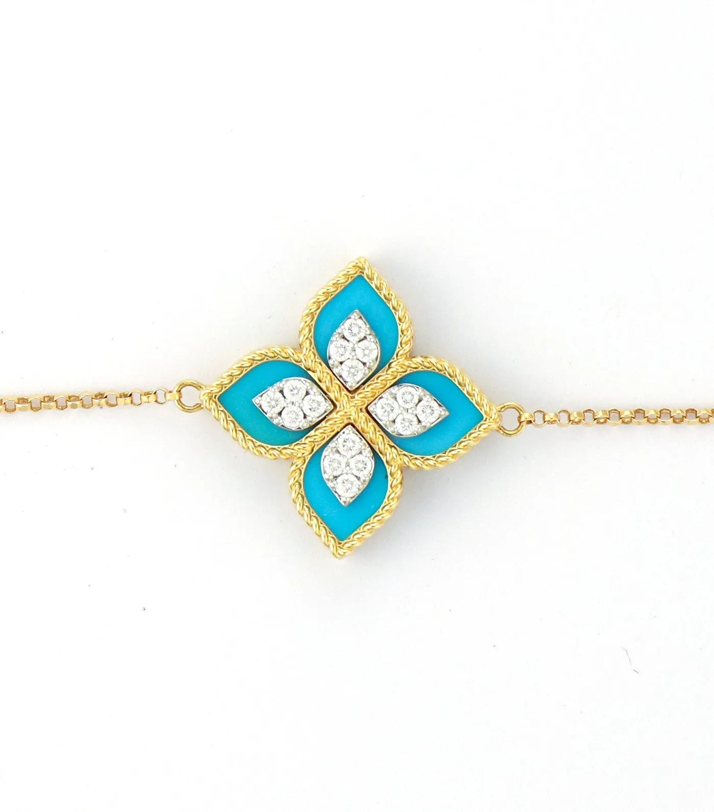 Princess Flower Bracelet with Diamonds and Turquoise