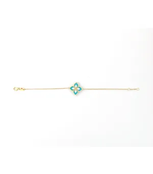 Princess Flower Bracelet with Diamonds and Turquoise