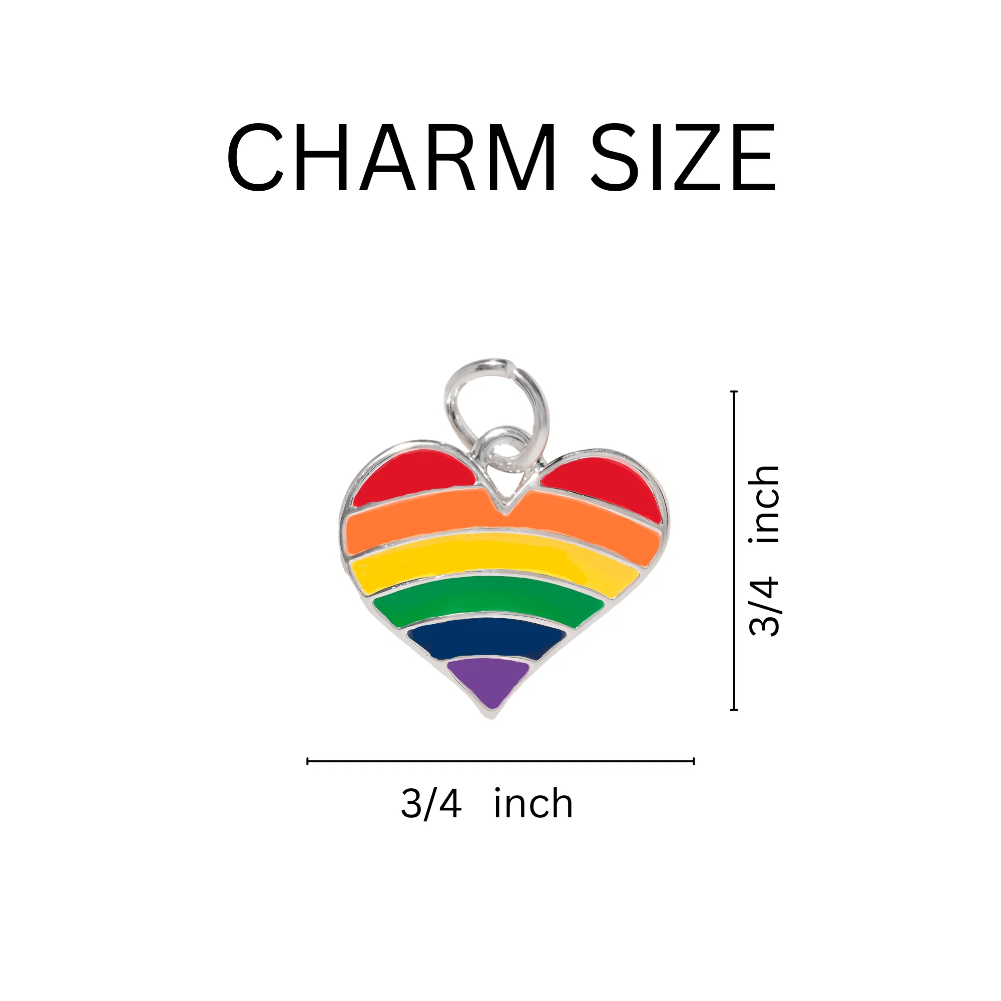 Rainbow Heart Gay Pride Charm Silver Rope Bracelets