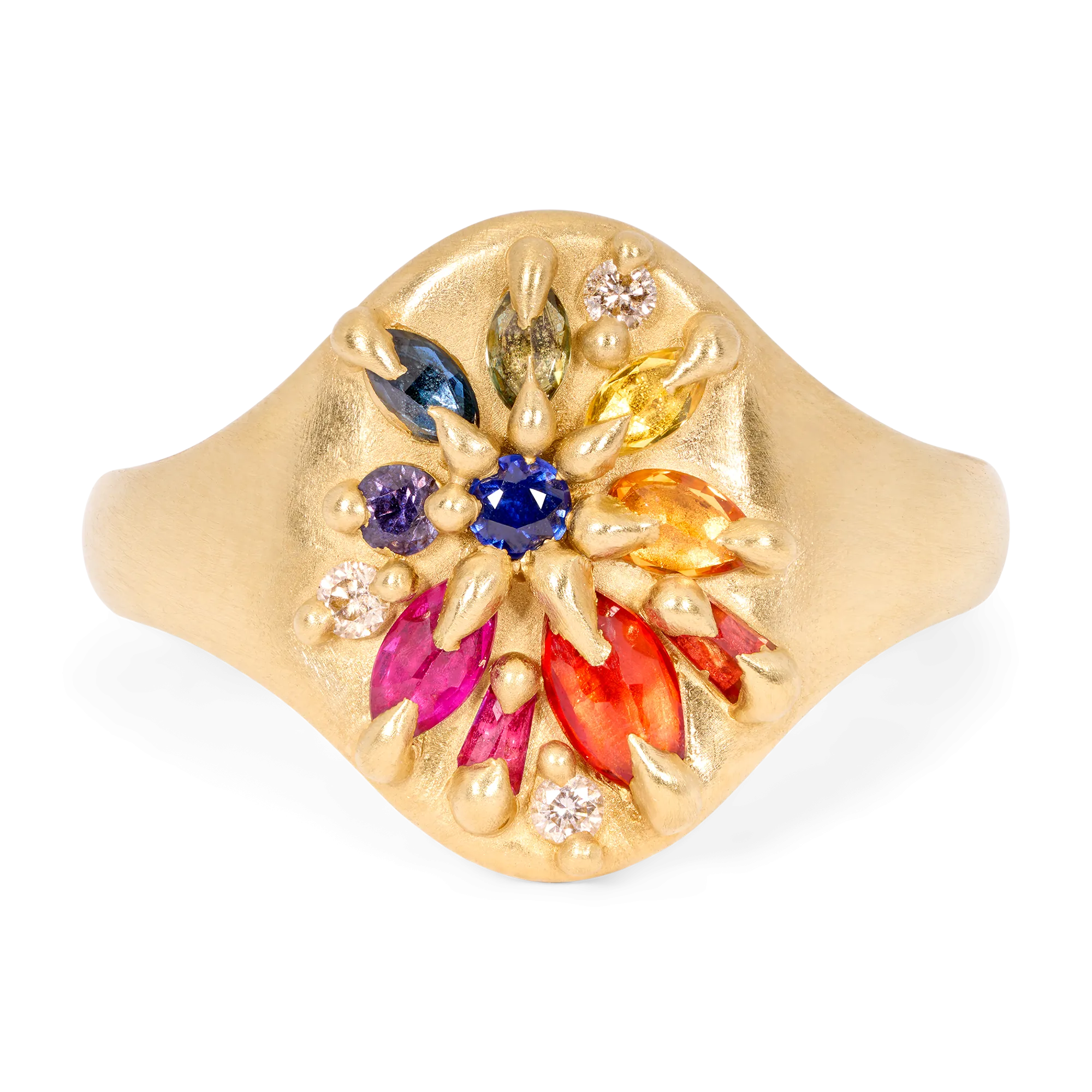 Rainbow Lotus Signet Ring - Size 6.5 - 11708