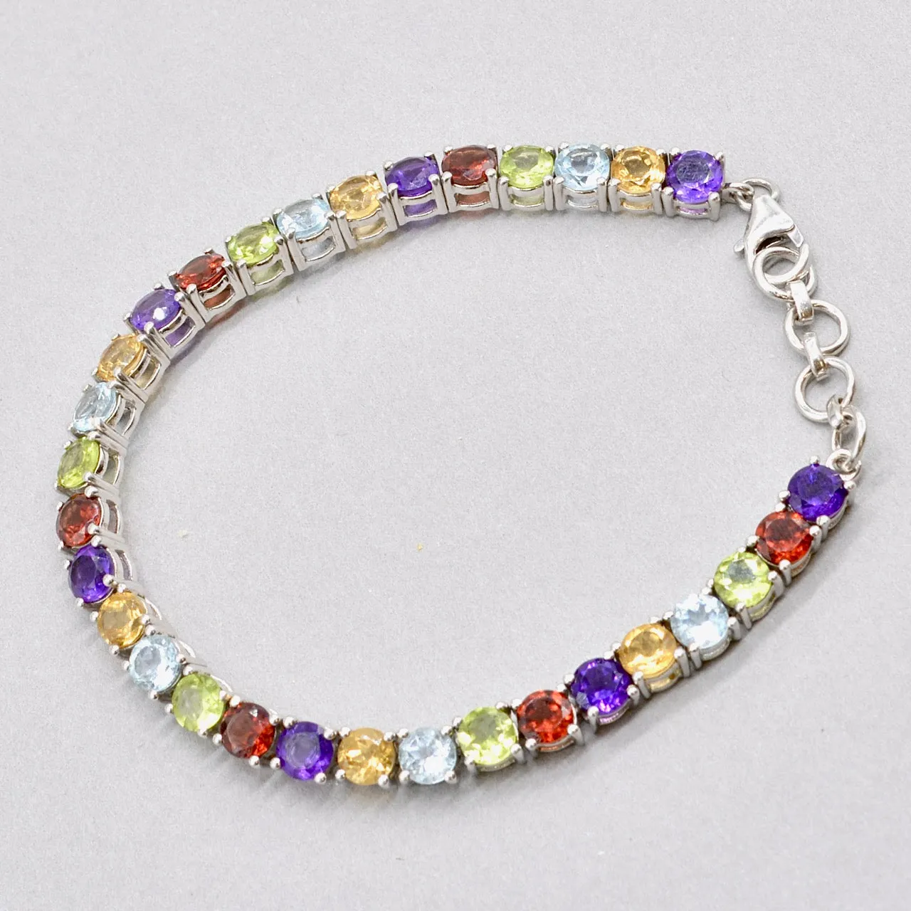 Rainbow Multigems Silver Tennis Bracelet (13.66cts)