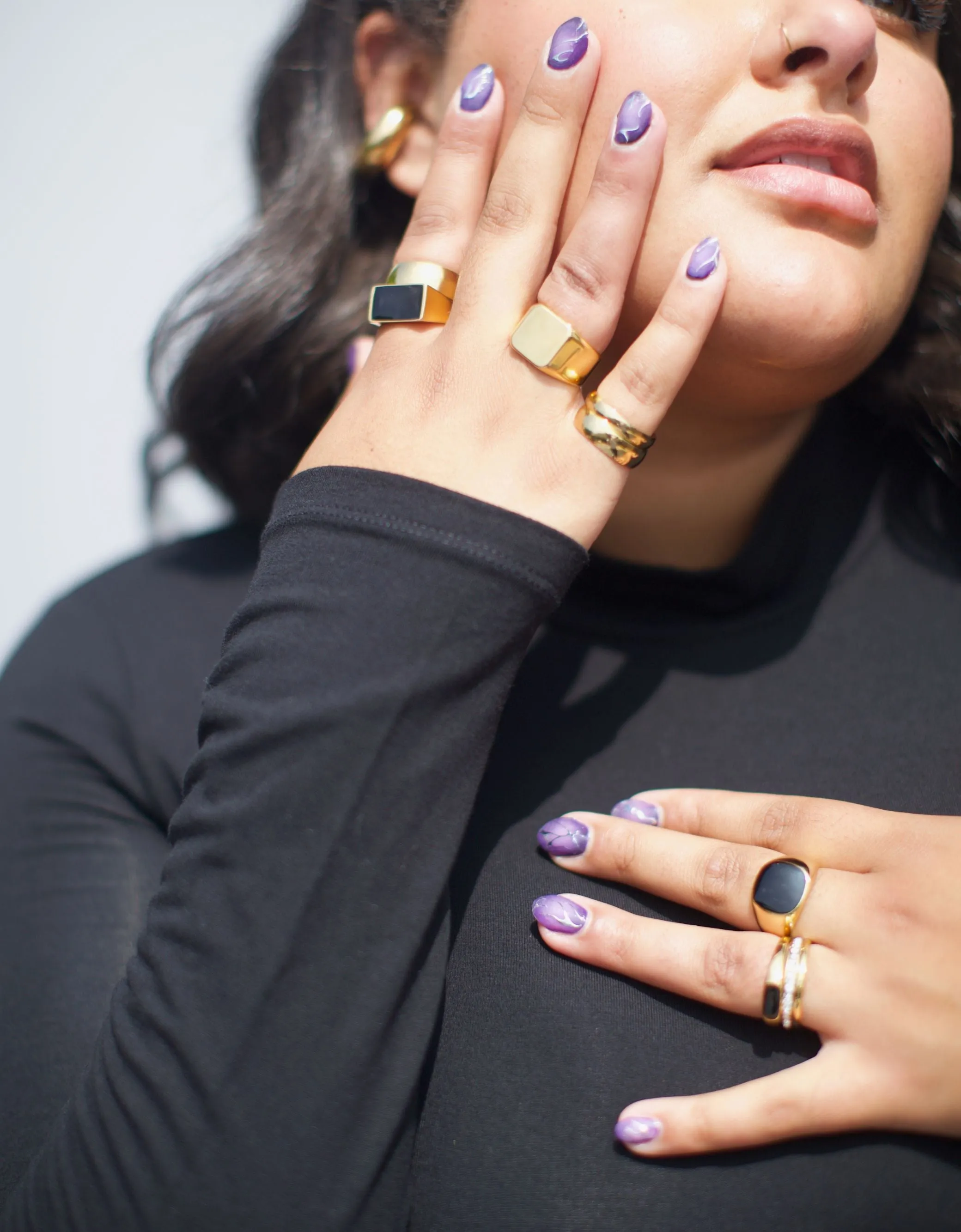 Rectangle Signet Ring- Black / Gold