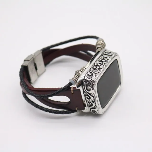 Retro Handmade Beads Premium Leather Vintage Wristband Series 7 6 5