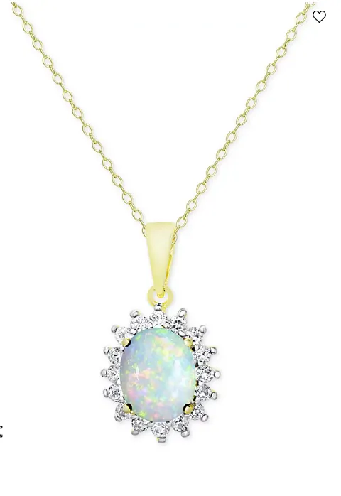 RHmacy Genuine Opal and White Topaz Pendant in 18 k Gold-Plated