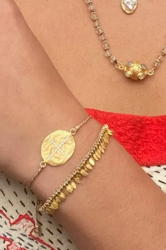 Rubyteva Maya bracelet With Gold Leaf Charms