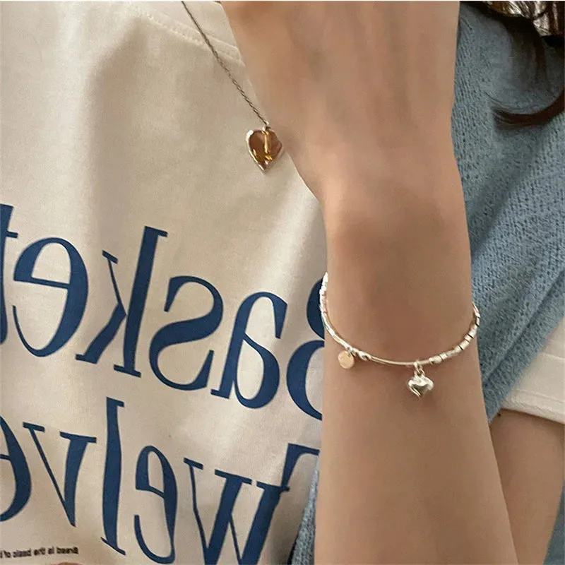 S925 Sterling Silver Simple Love Bracelet Sweet Cool Hand Decoration Geometric Square Fine Jewelry for Women Party Gifts