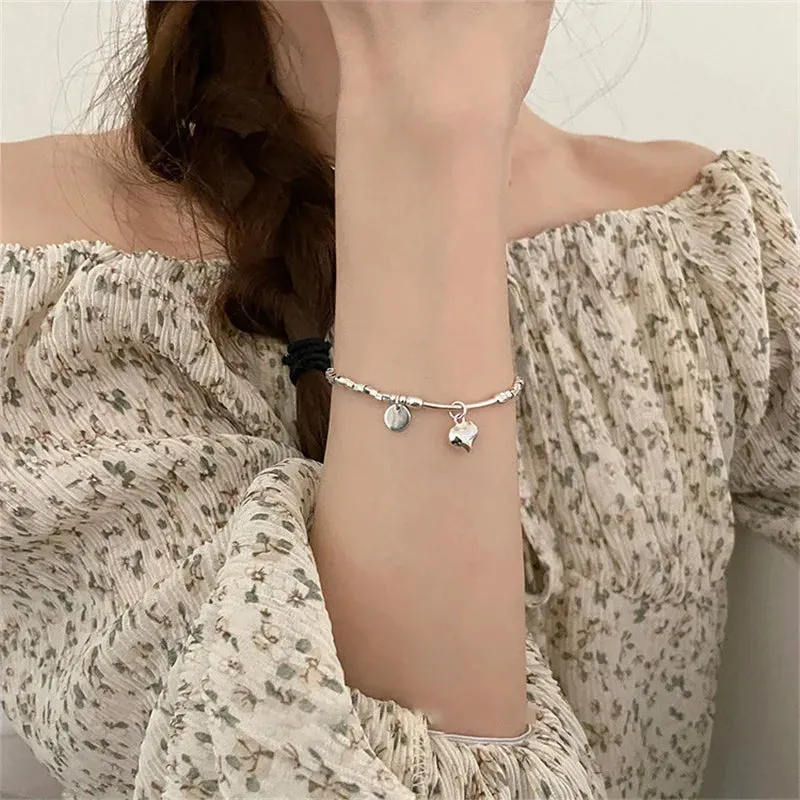 S925 Sterling Silver Simple Love Bracelet Sweet Cool Hand Decoration Geometric Square Fine Jewelry for Women Party Gifts