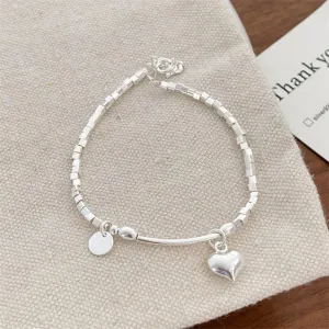 S925 Sterling Silver Simple Love Bracelet Sweet Cool Hand Decoration Geometric Square Fine Jewelry for Women Party Gifts