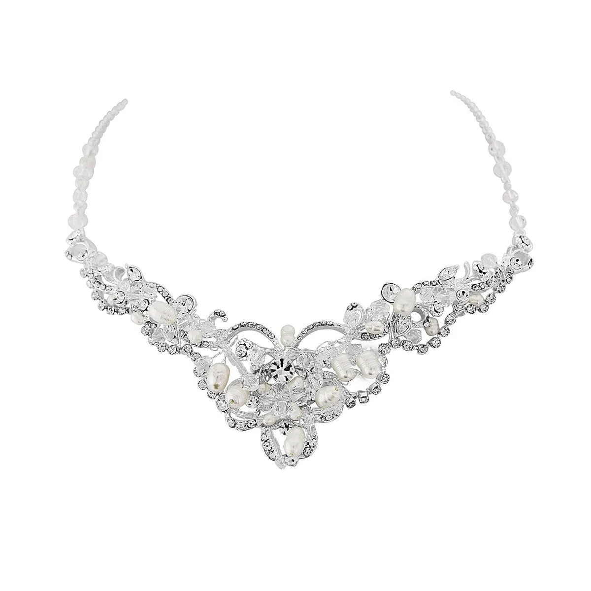 SassB Adelina Crystal and Pearl Necklace Set