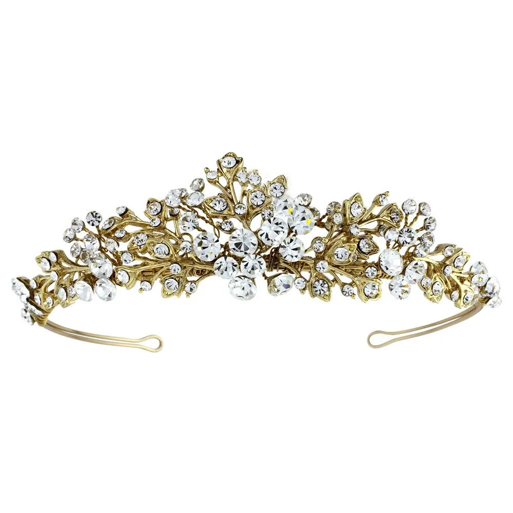 SassB Caroline Crystal Tiara Available in Silver and Gold