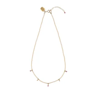 Semi Precious Utulivu 5 Drop Necklace - MIXED PINKS/GOLD