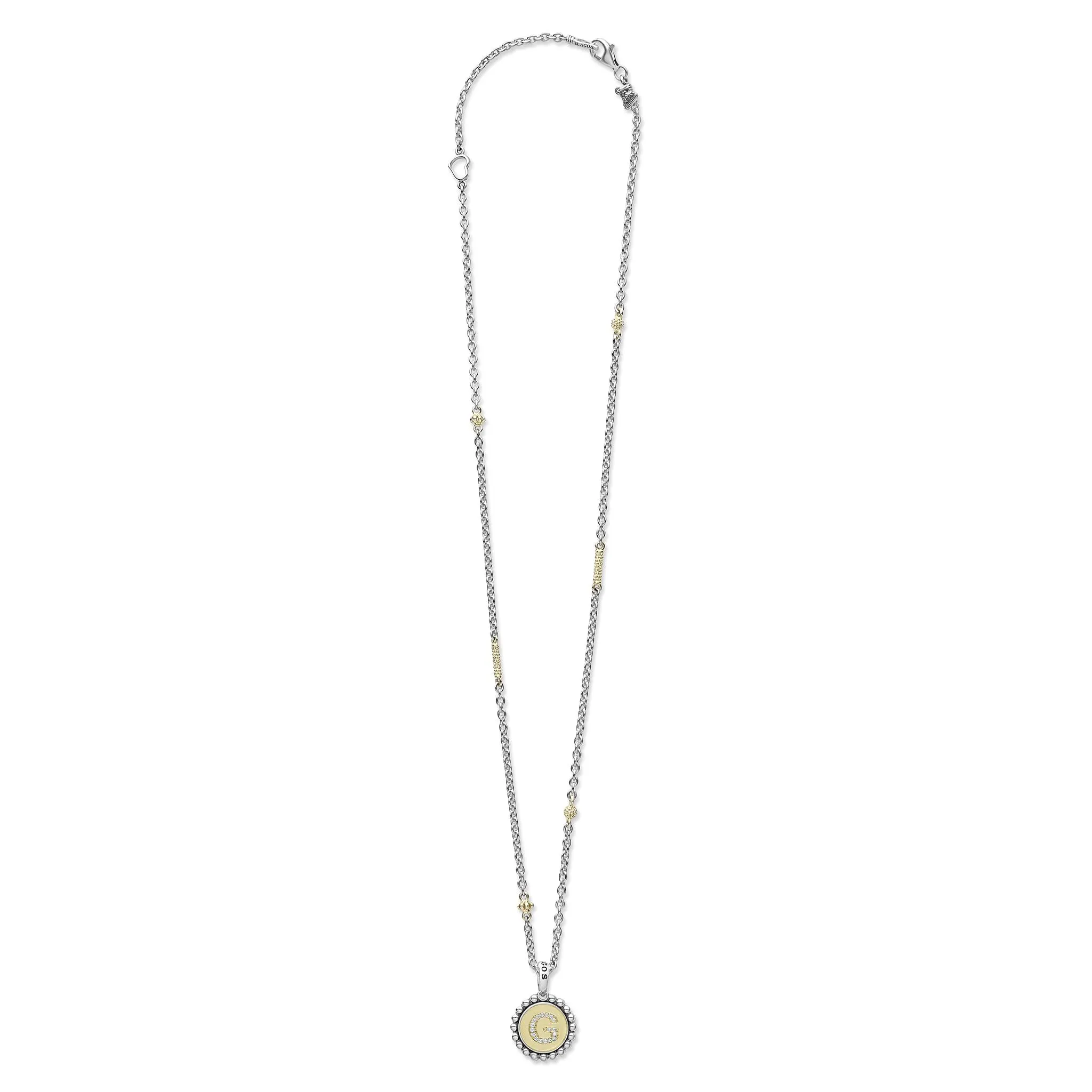 Signature Caviar G Initial Diamond Charm Necklace