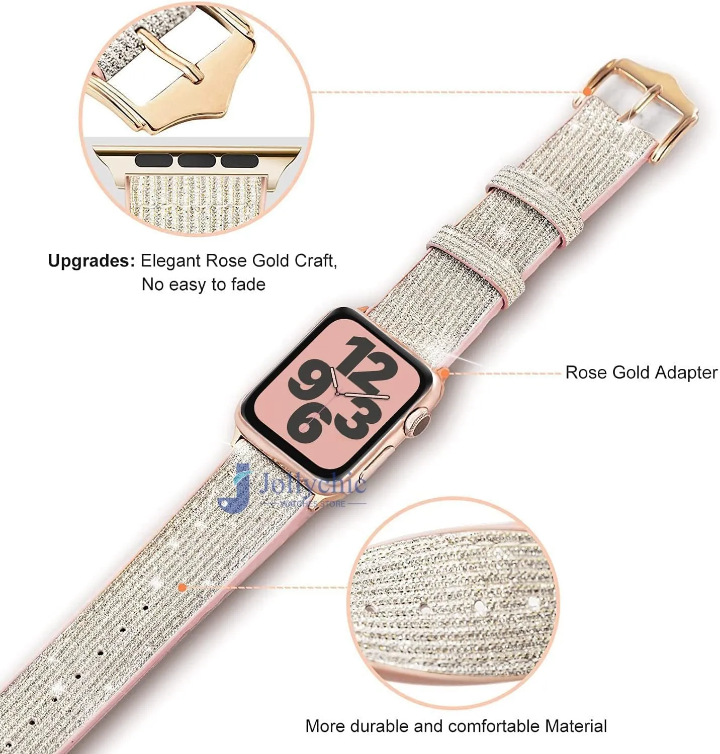 Silicone Leather Strap For Apple Watch Band Series 7 6 5 Bling Correa Bracelet iWatch 38mm 40mm 42mm 44mm 45mm wristband |Watchbands1|