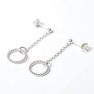 Silver Circle & Chain Earrings