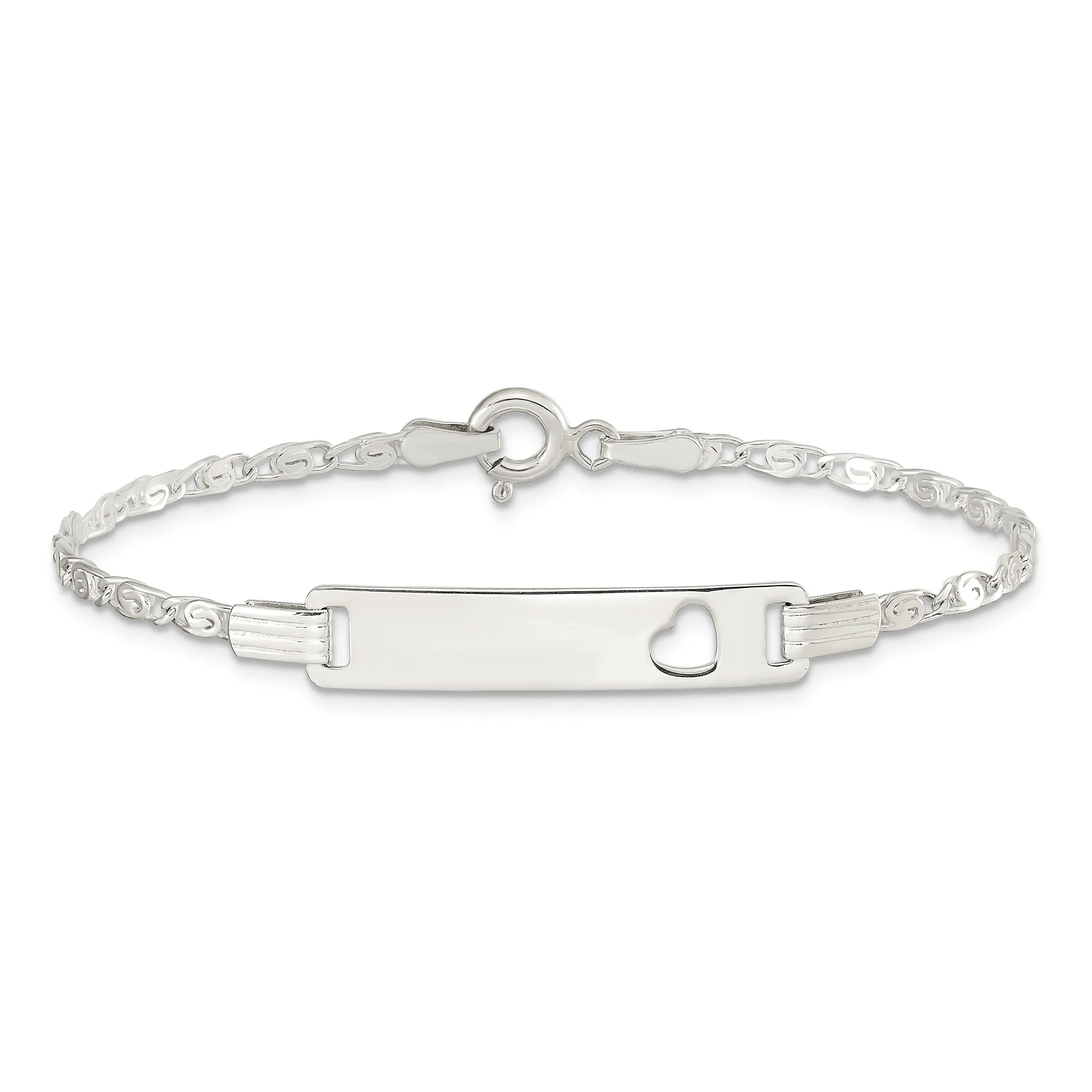 Silver Engravable Baby ID Cutout Heart Bracelet