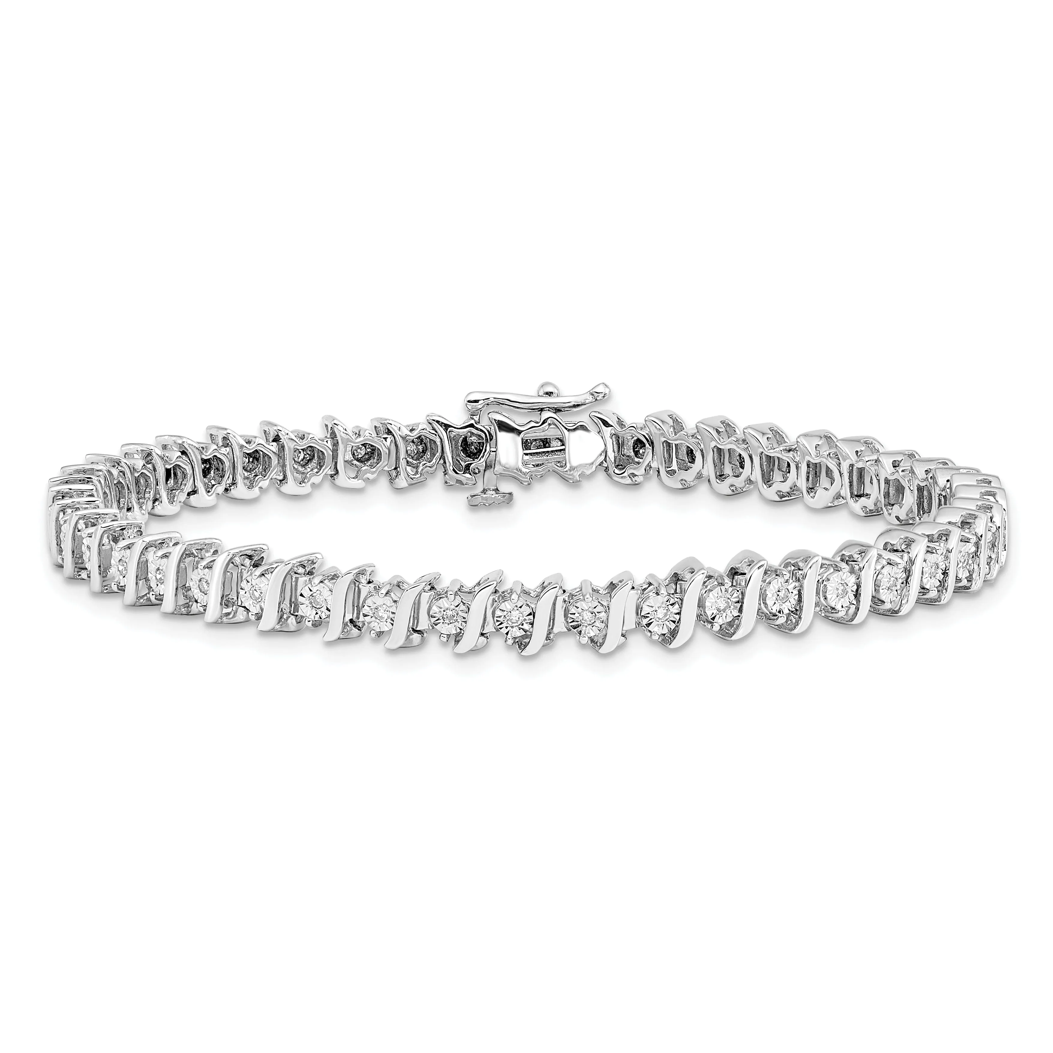 Silver Polished Finish Diamond Fancy Bracelet