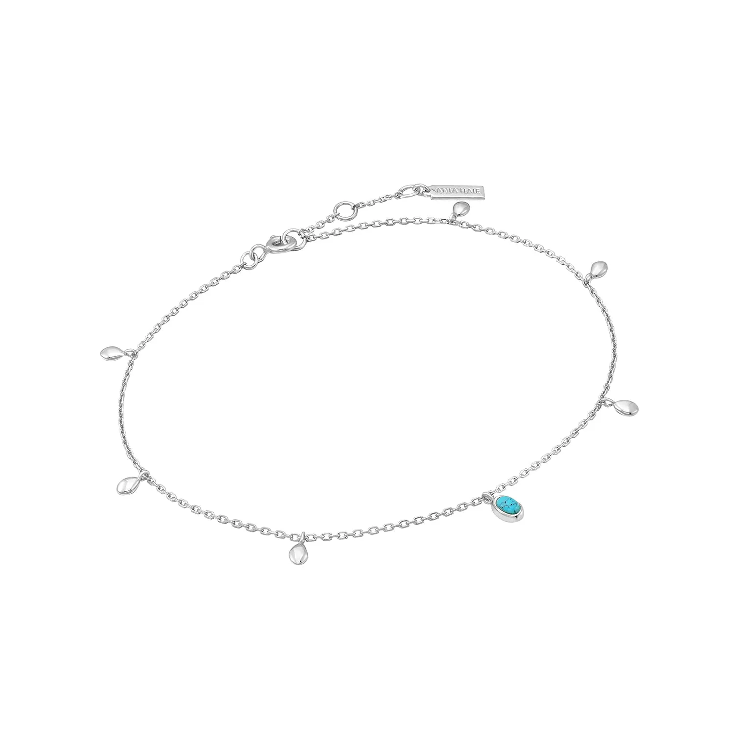 Silver Turquoise Drop Pendant Anklet