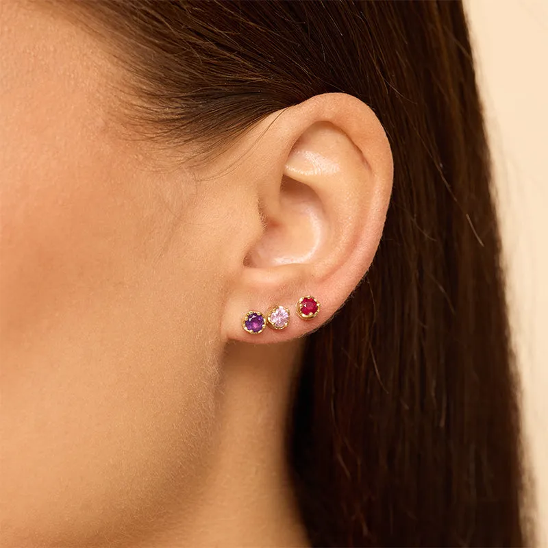 Small Illusion Set Amethyst Studs