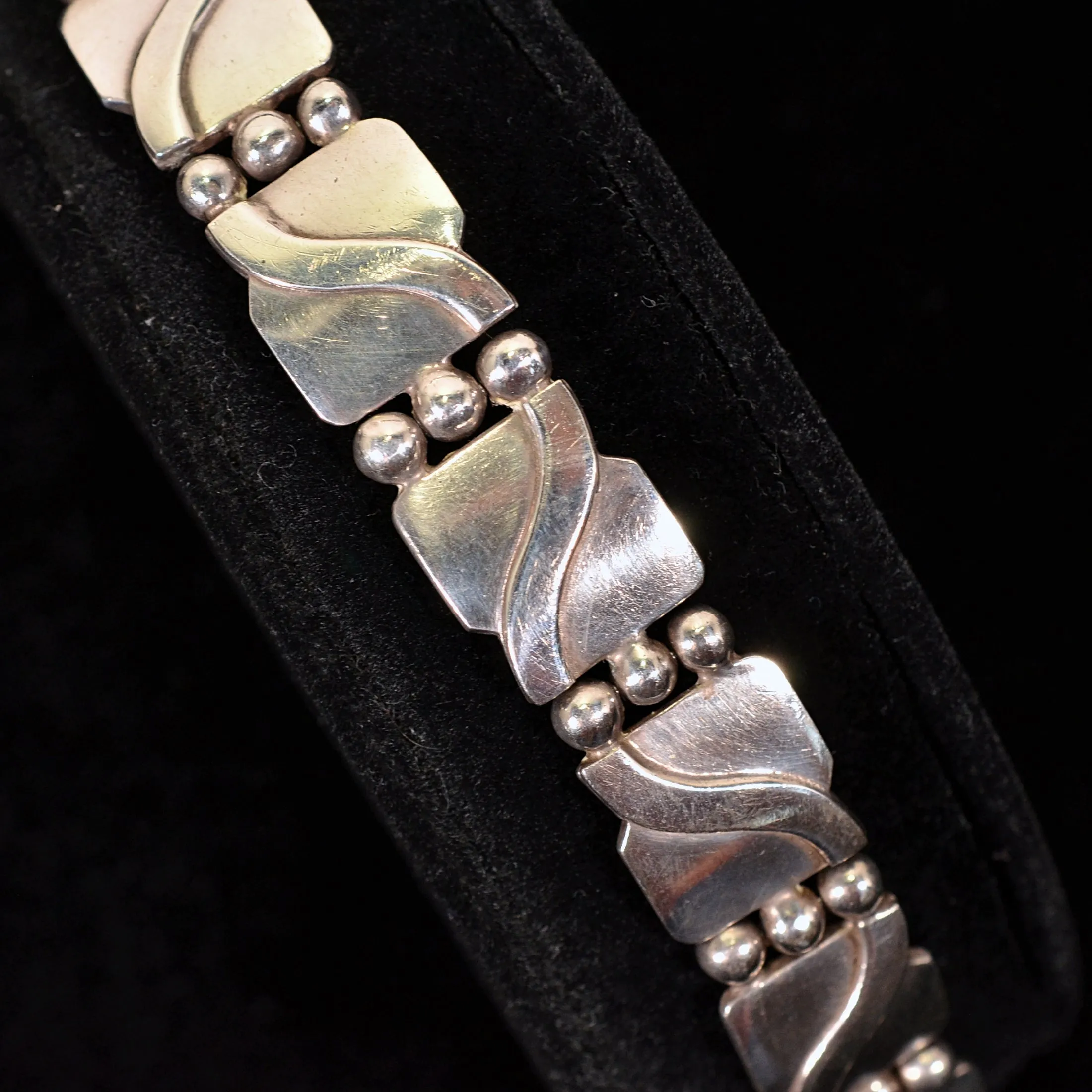 SOLD Vintage 40s Hector Aguilar 940 Taxco Silver Bracelet, 7" L