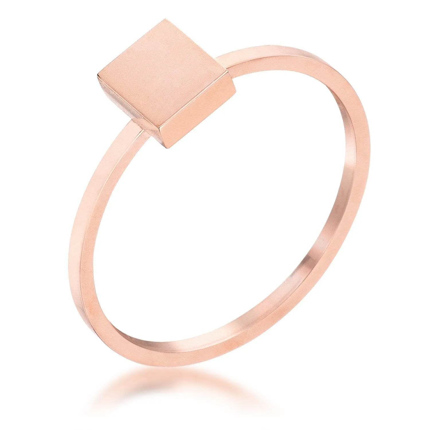 Stainless Steel Rose Goldtone Plated Square Stackable Ring