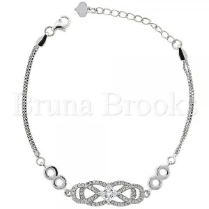 Sterling Silver 03.183.0013 Fancy Bracelet, Infinite Design, with White Micro Pave and White Cubic Zirconia, Rhodium Tone