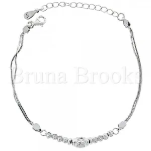 Sterling Silver 03.183.0072.06 Fancy Bracelet, Ball Design, Rhodium Tone