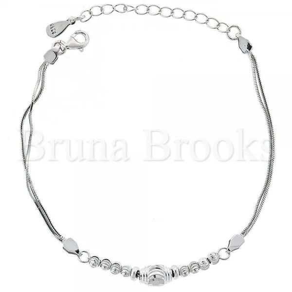 Sterling Silver 03.183.0072.06 Fancy Bracelet, Ball Design, Rhodium Tone