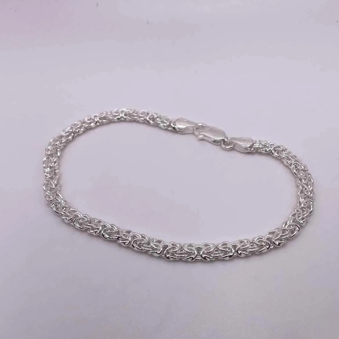 STERLING SILVER 7" BYZANTINE CHAIN BRACELET