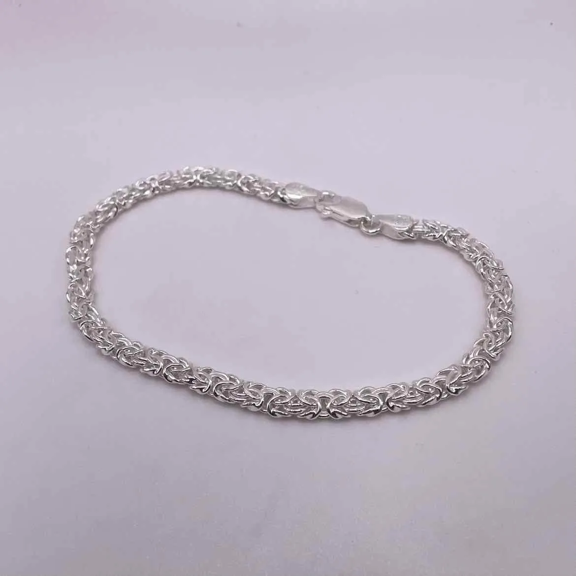 STERLING SILVER 7" BYZANTINE CHAIN BRACELET