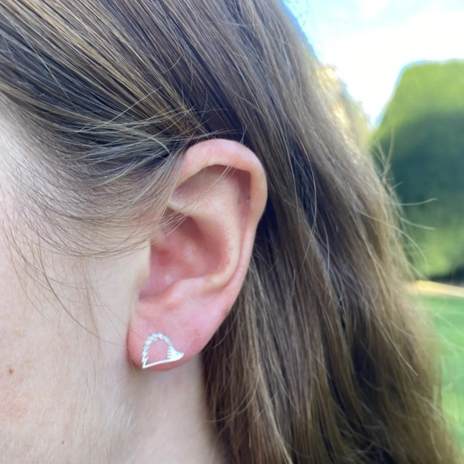 Sterling Silver Hedgehog Silhouette Stud Earrings