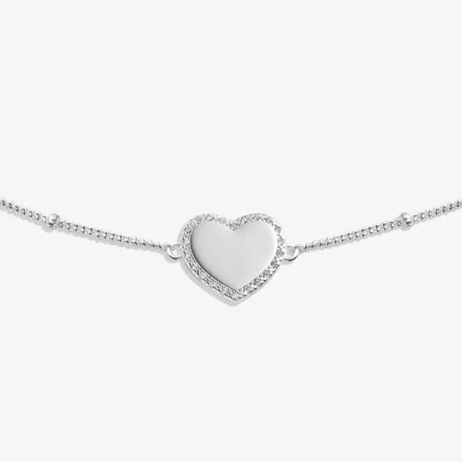 Sterling Silver I Love You Heart Pave 16cm   3cm Bracelet JJS0002