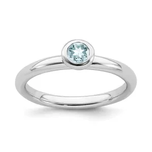 Sterling Silver Stackable Expressions 4mm Round Low Set Light Aquamarine Ring