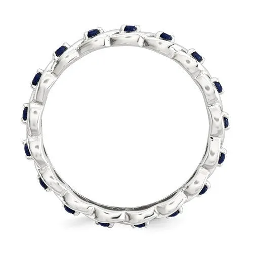 Sterling Silver Stackable Expressions Created Blue Sapphire Twist Eternity Ring