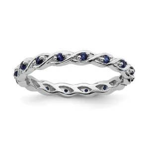 Sterling Silver Stackable Expressions Created Blue Sapphire Twist Eternity Ring