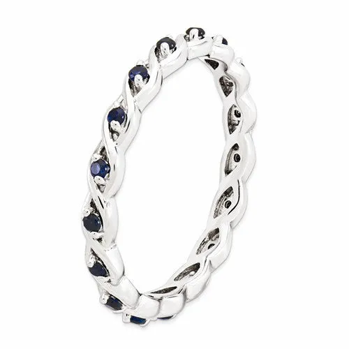 Sterling Silver Stackable Expressions Created Blue Sapphire Twist Eternity Ring