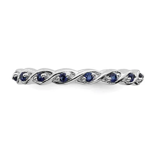 Sterling Silver Stackable Expressions Created Blue Sapphire Twist Eternity Ring