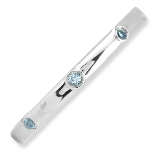 Sterling Silver Stackable Expressions Light Aquamarine Ring