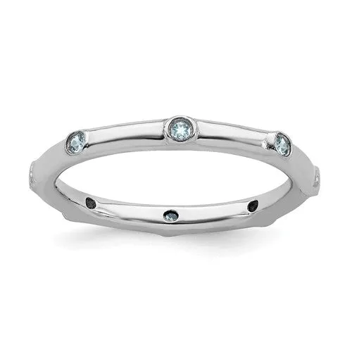 Sterling Silver Stackable Expressions Light Aquamarine Ring