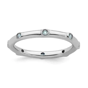 Sterling Silver Stackable Expressions Light Aquamarine Ring