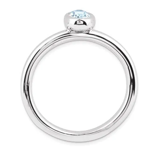 Sterling Silver Stackable Expressions Oval Light Aquamarine Ring