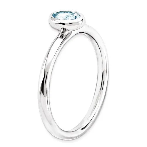 Sterling Silver Stackable Expressions Oval Light Aquamarine Ring