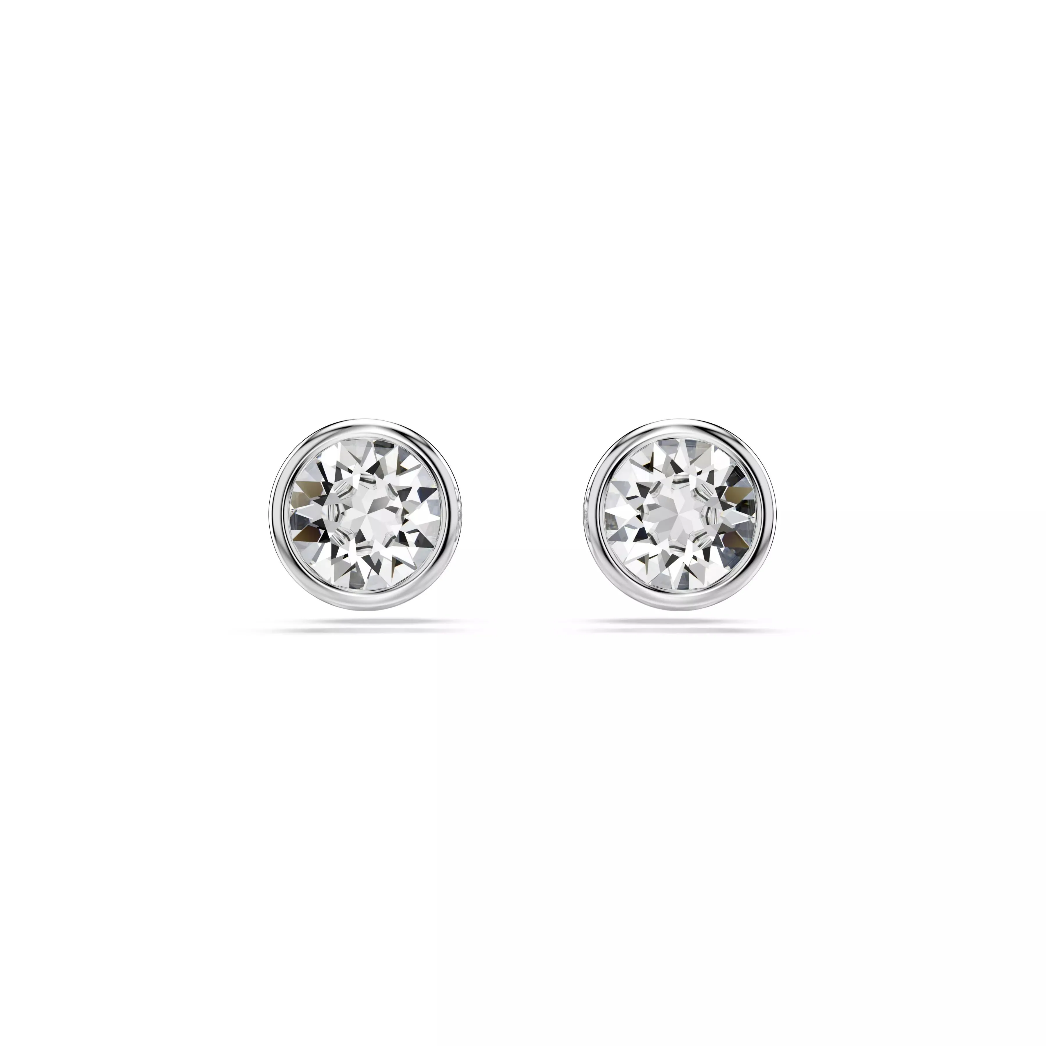 Swarovski Imber Stud Earrings - Round Cut, White, Rhodium Plated