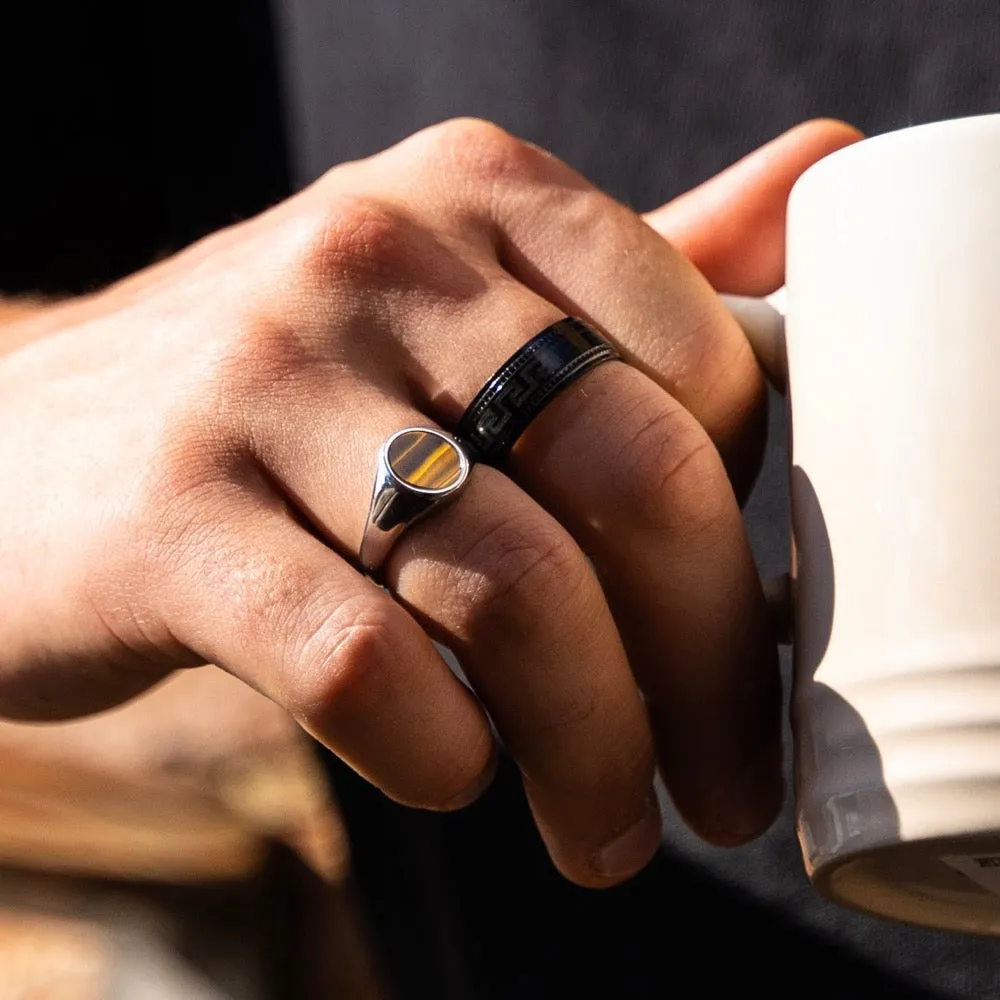 Tigers Eye Signet Ring - Silver