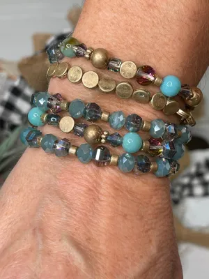 Turquoise & Gold Bead Bracelet