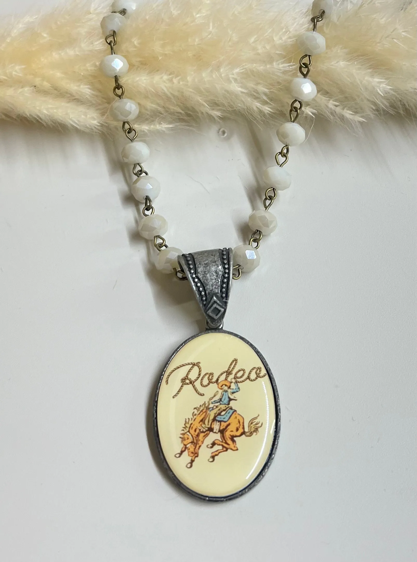 Vintage Rodeo Charm Beaded Necklace