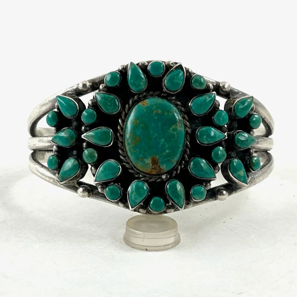 Vintage Small Green Cluster Bracelet