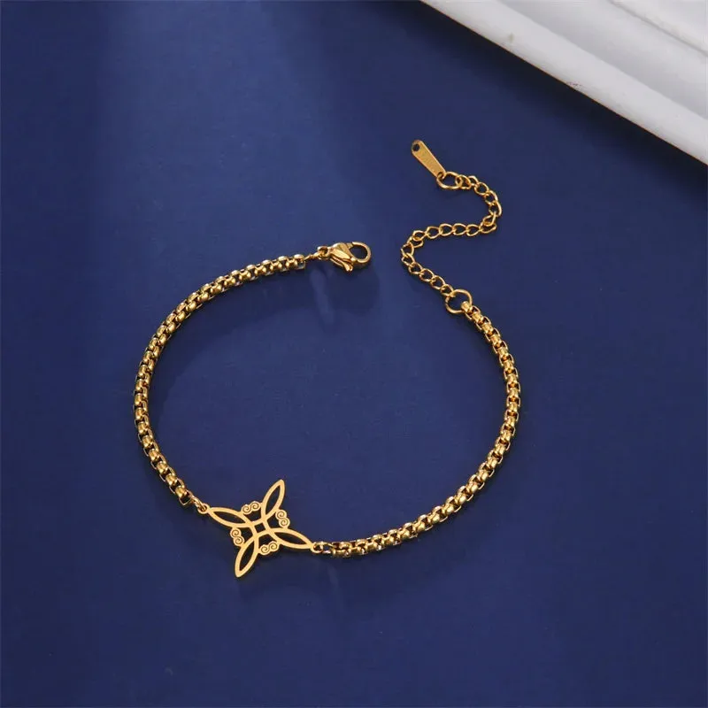 Vintage Stainless Steel bracelet for Men Women Witch Knot Witchcraft Pendant Man Bracelet Jewelry bracelets homme Birthday Gifts