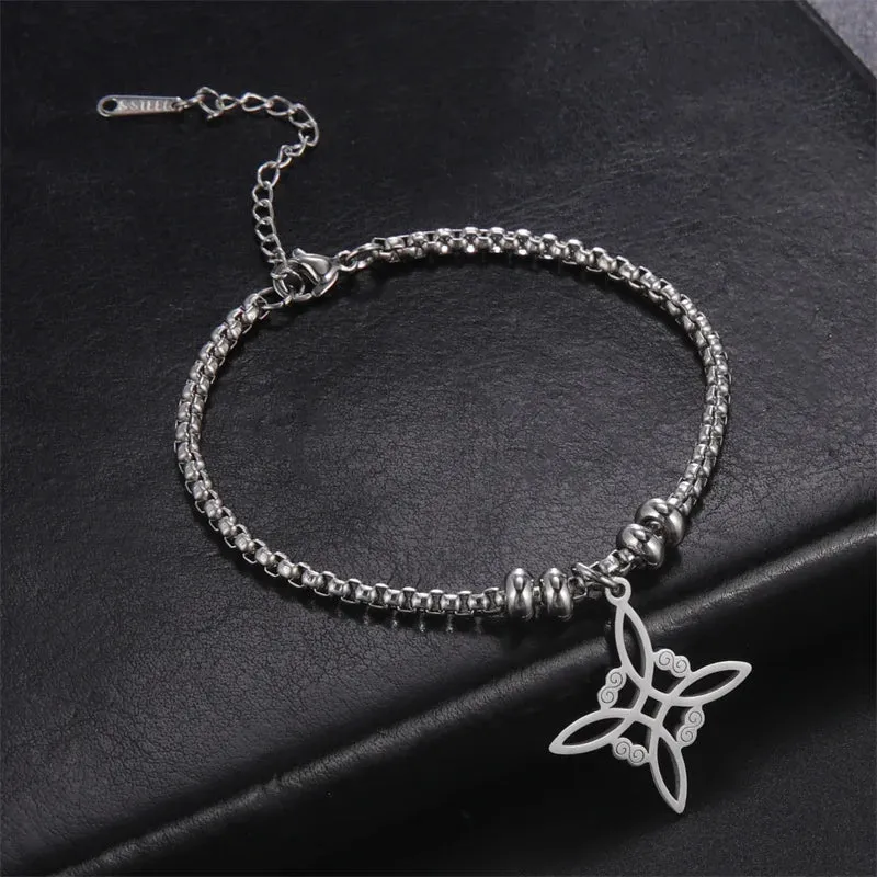 Vintage Stainless Steel bracelet for Men Women Witch Knot Witchcraft Pendant Man Bracelet Jewelry bracelets homme Birthday Gifts