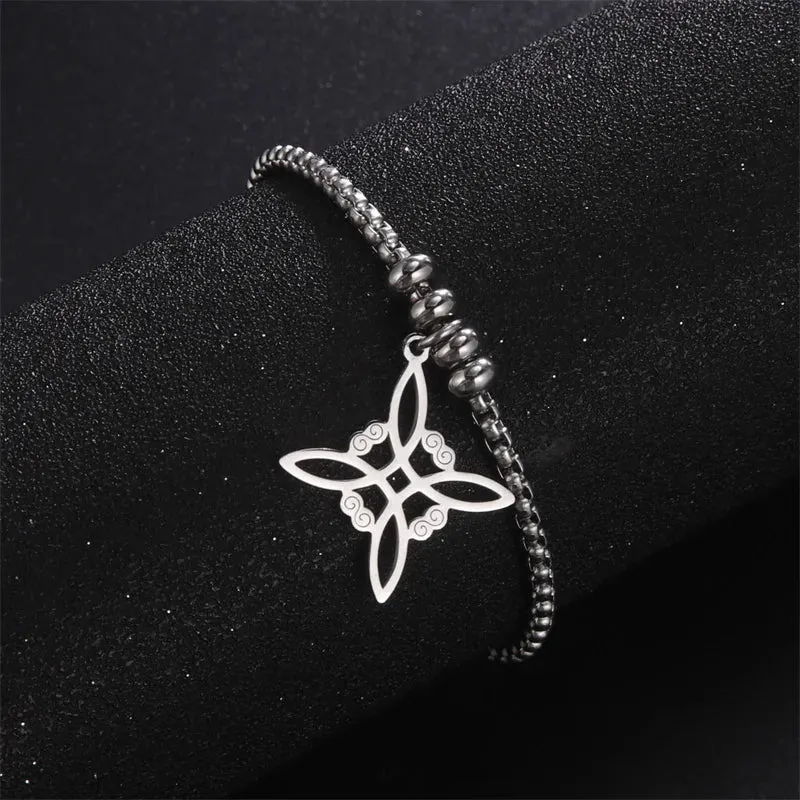 Vintage Stainless Steel bracelet for Men Women Witch Knot Witchcraft Pendant Man Bracelet Jewelry bracelets homme Birthday Gifts