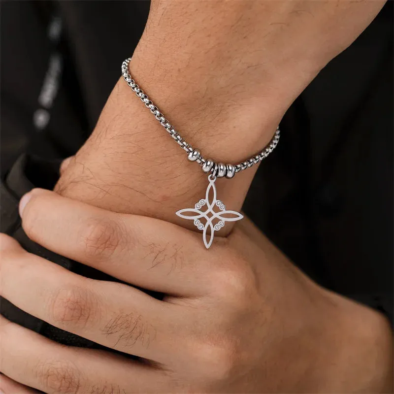 Vintage Stainless Steel bracelet for Men Women Witch Knot Witchcraft Pendant Man Bracelet Jewelry bracelets homme Birthday Gifts